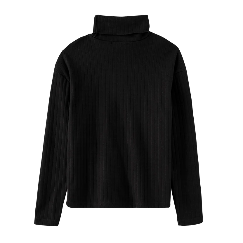 top l/s ribbed turtleneck - black