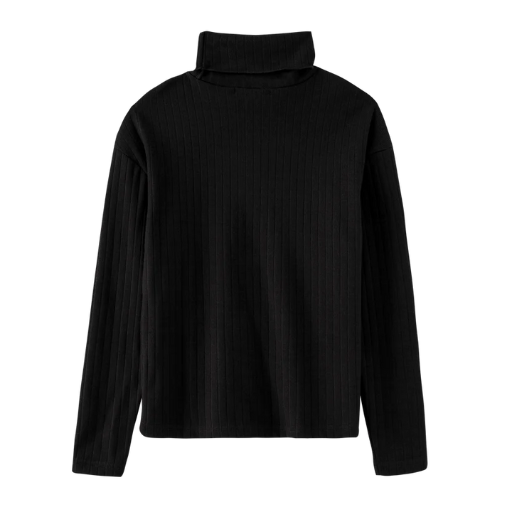 top l/s ribbed turtleneck - black