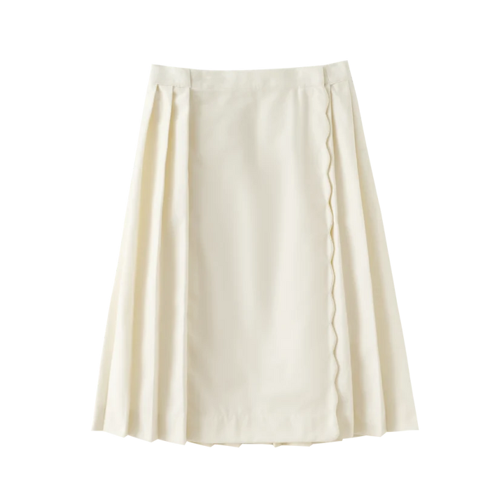 skirt scalloped wool - cream