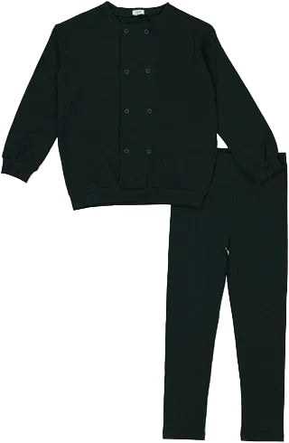 pajamas double breasted shirt and pants - dark green