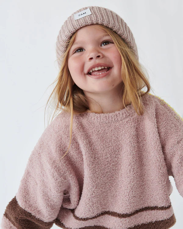 hat chunky knit - ash rose