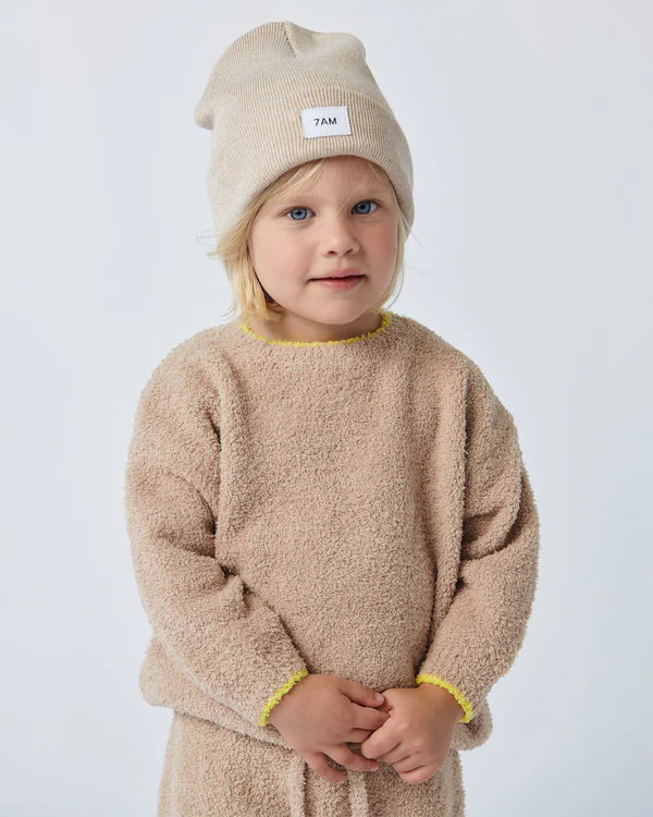 hat beanie heather - almond