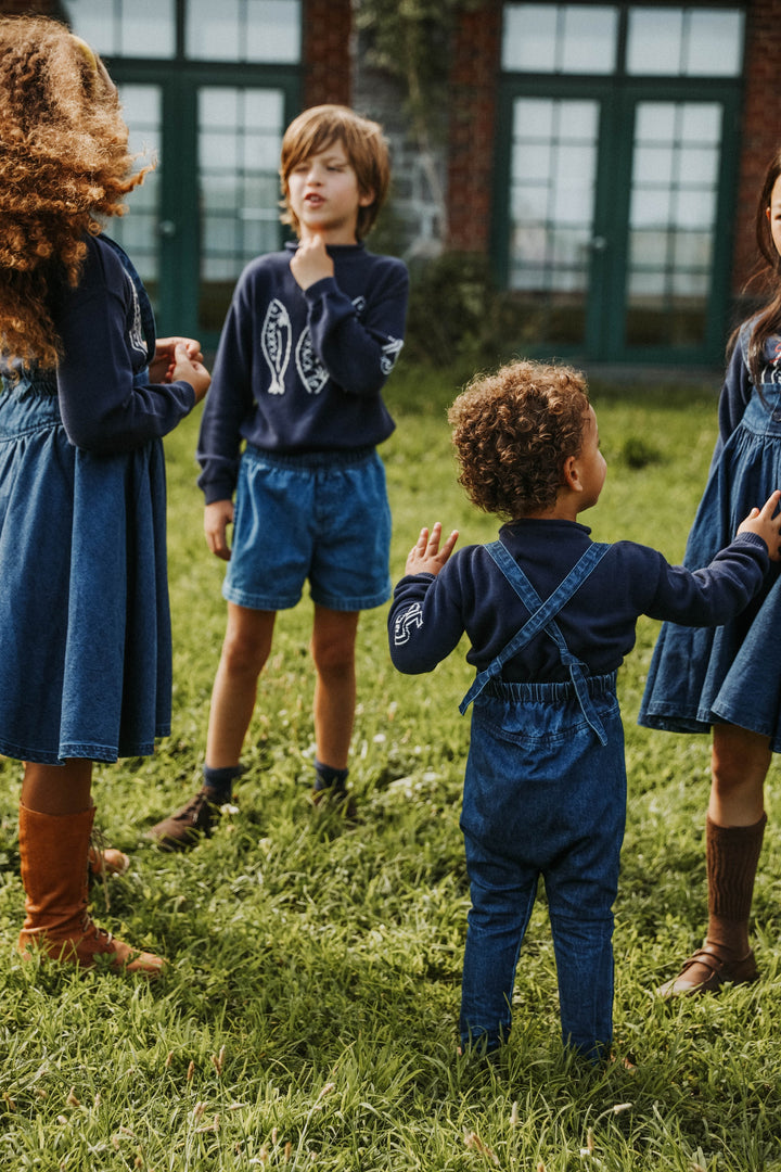 one piece denim button long overalls - denim