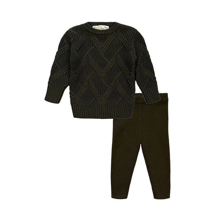 set outfit geo knit sweater and leggings - oat