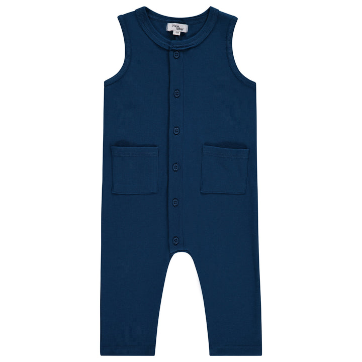 one piece flatlock stitch romper - deep blue