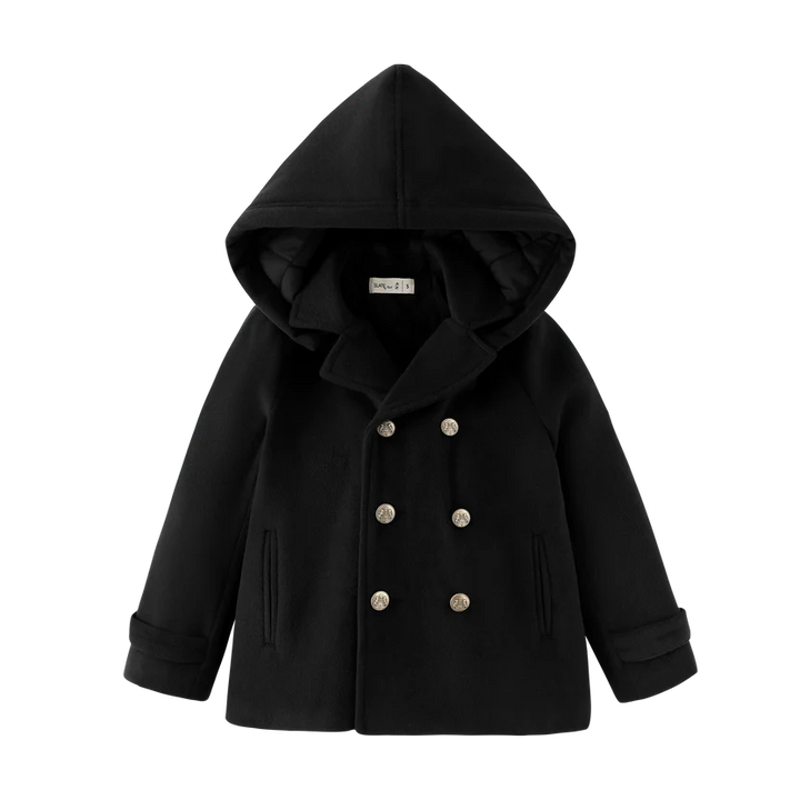jacket double breasted wool - black