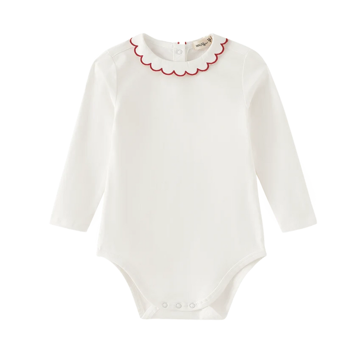 onesie scalloped collar - red