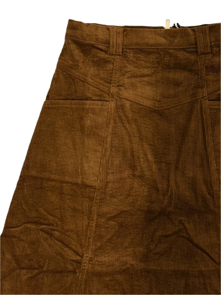 skirt midi a line corduroy with pockets - rust