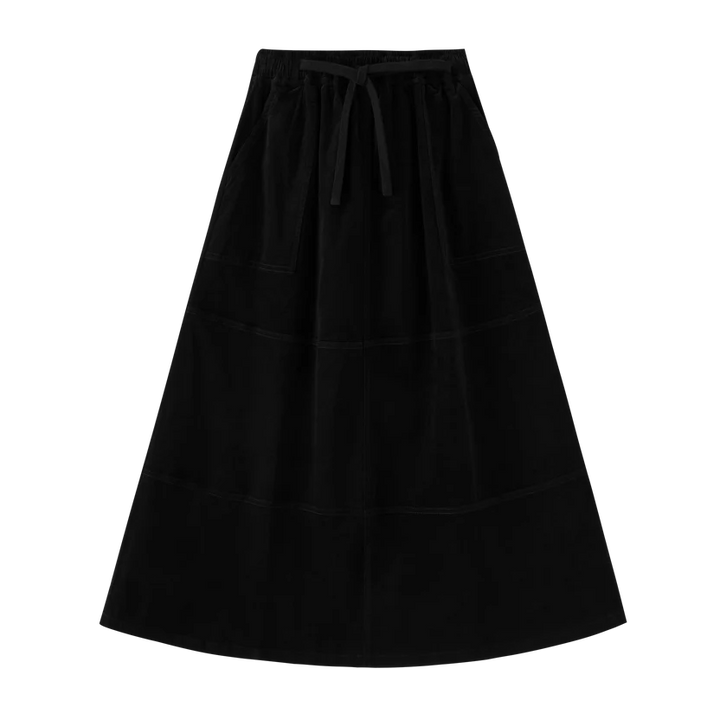 skirt corduroy with tie - black