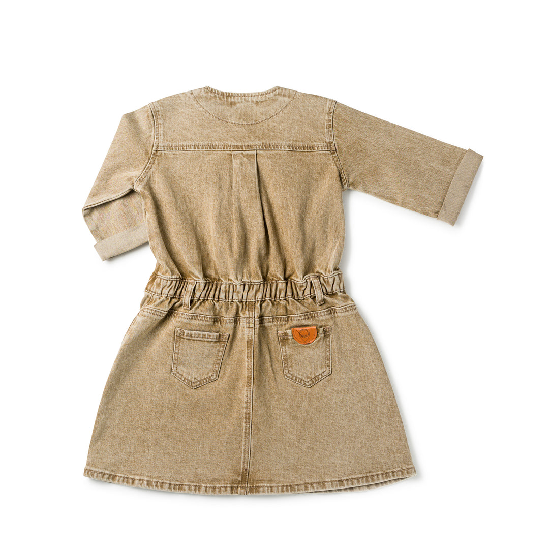 dress denim half button down with pockets - desert