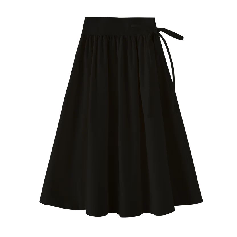 skirt wool midi - black