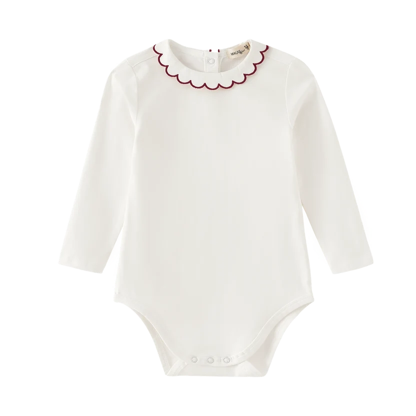 onesie scalloped collar - burgundy