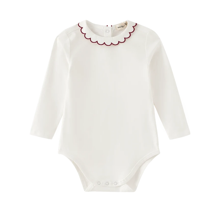 onesie scalloped collar - burgundy