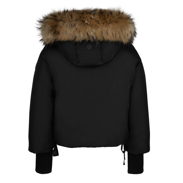 coat canvas bomber fur down - black