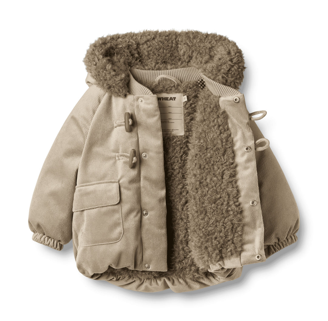 coat corduroy billo puffer fur inside - grey stone