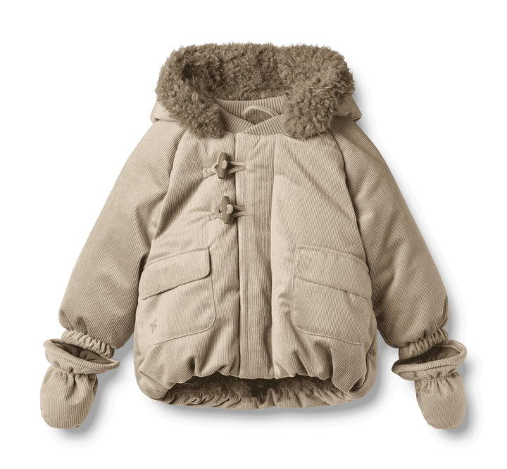 coat corduroy billo puffer fur inside - grey stone