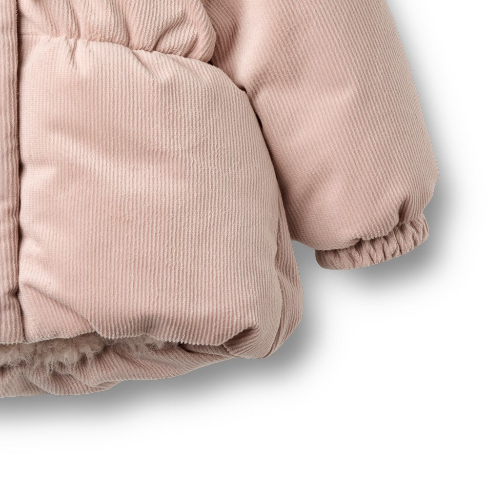 coat corduroy olga puffer fur inside - rose powder