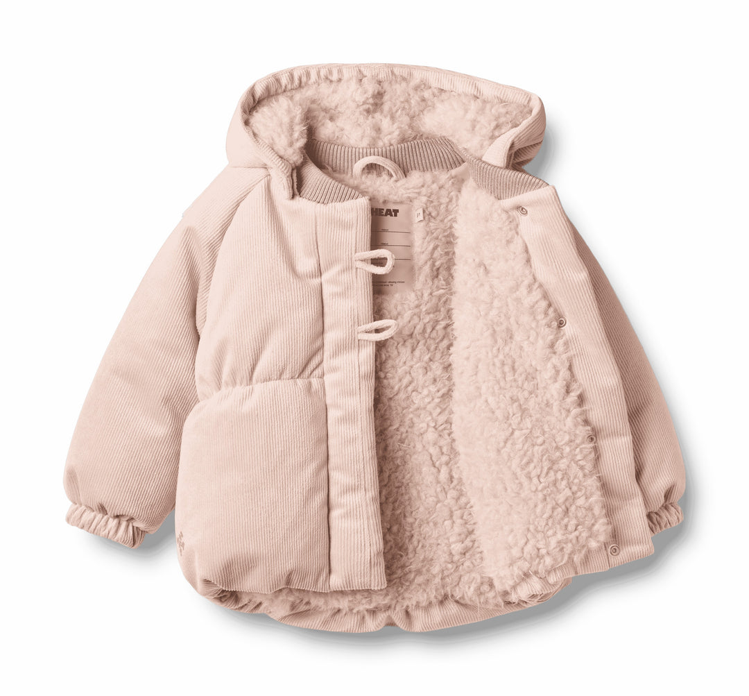 coat corduroy olga puffer fur inside - rose powder