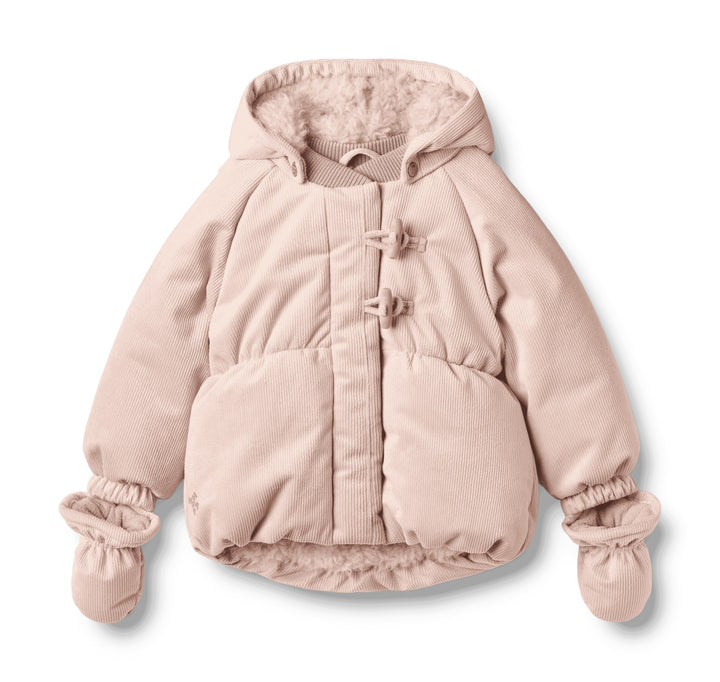 coat corduroy olga puffer fur inside - rose powder
