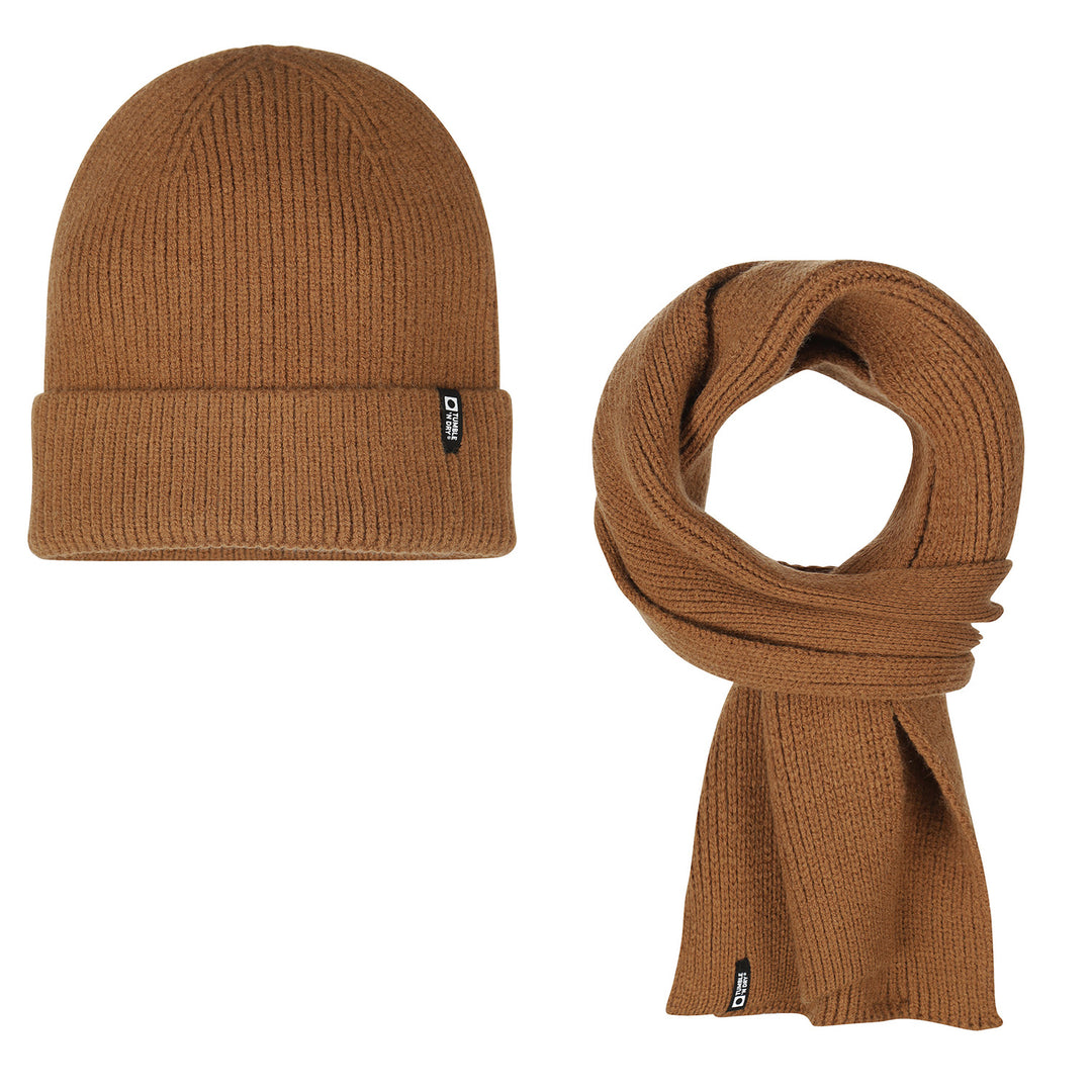 scarf chunky knit with beanie - rubber