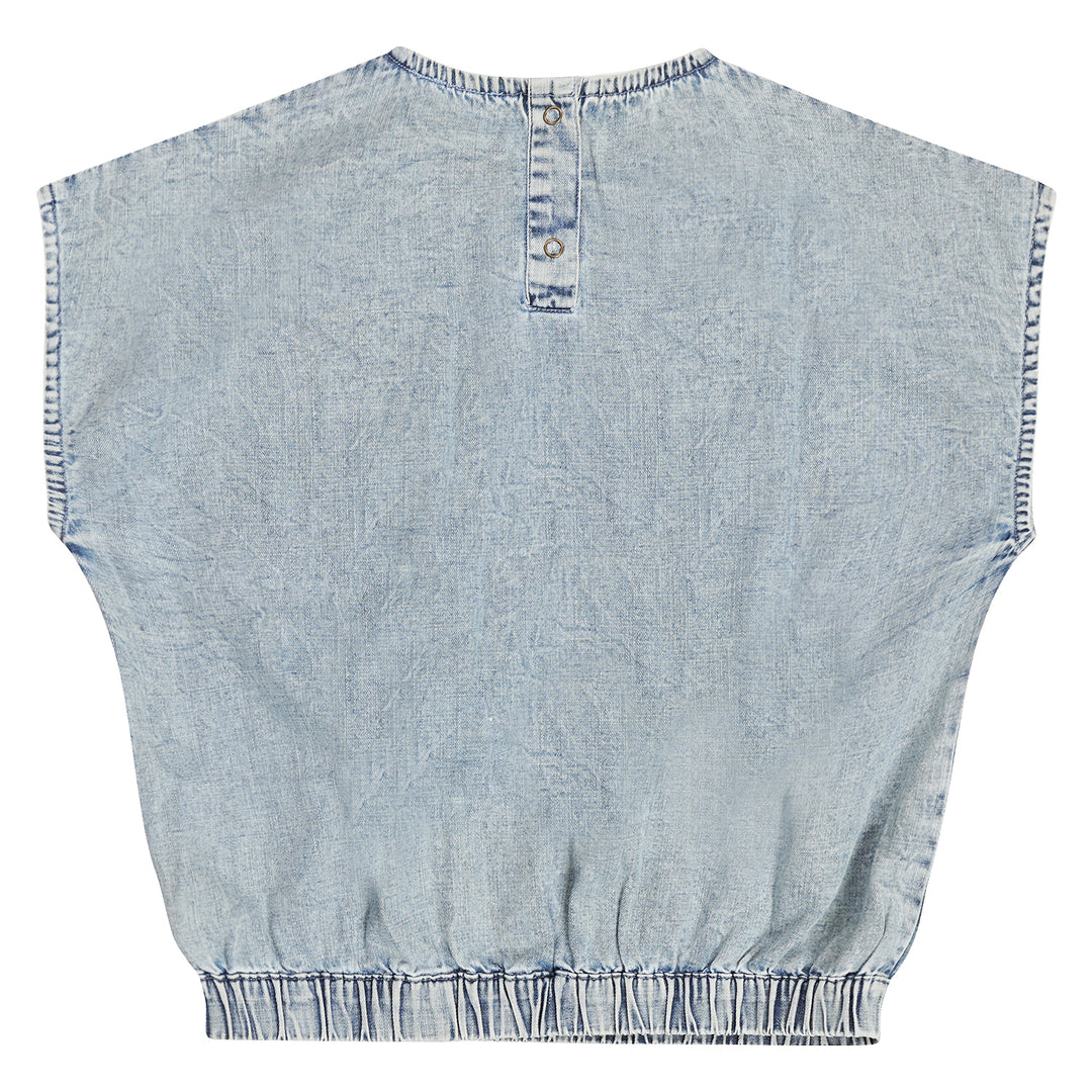 top s/s drawstring pocket - denm light stonewash