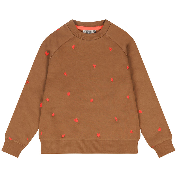 top l/s mini hearts sweatshirt - toasted coconut