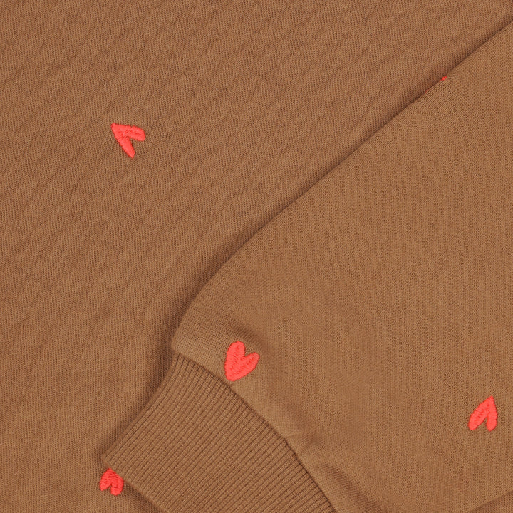 top l/s mini hearts sweatshirt - toasted coconut