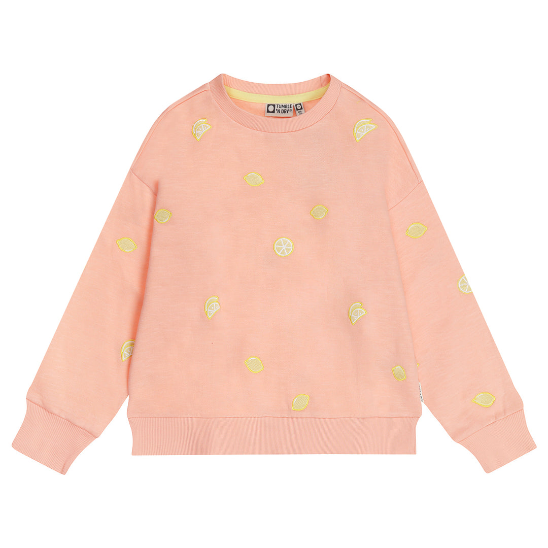 top l/s lemon patch sweatshirt - apricot blush