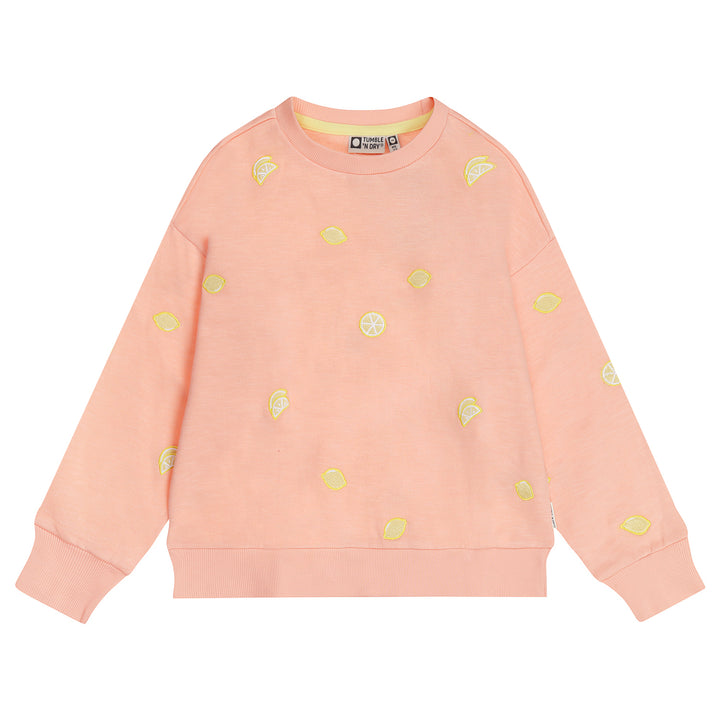 top l/s lemon patch sweatshirt - apricot blush