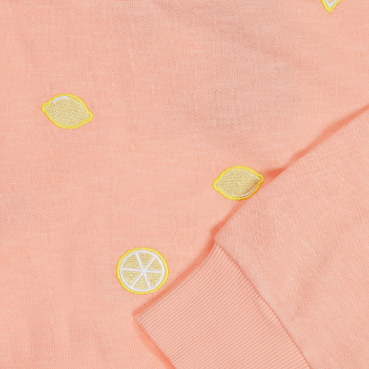 top l/s lemon patch sweatshirt - apricot blush