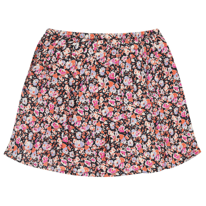 skirt gathered floral print - navy