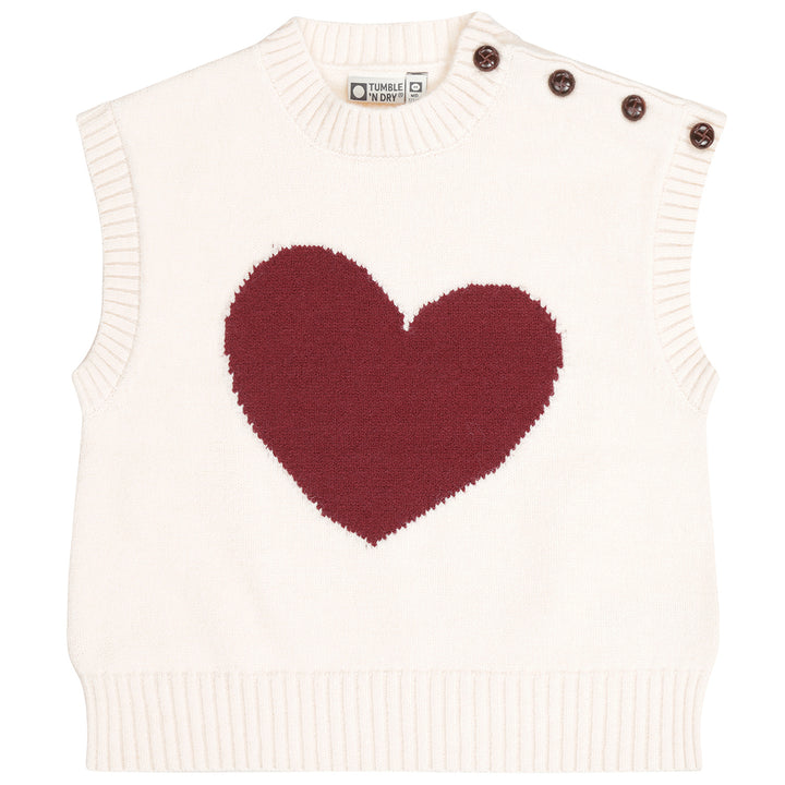vest knit heart - pale peach