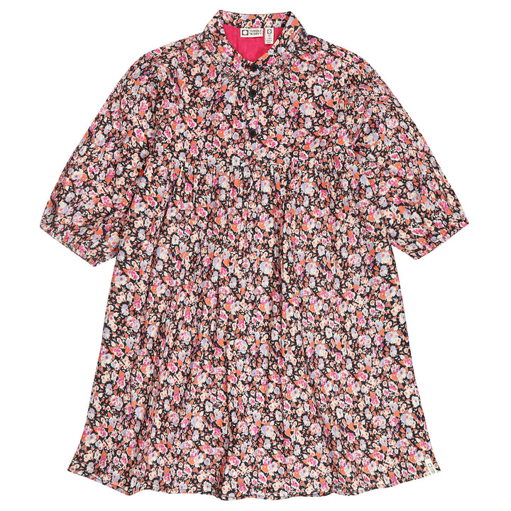 dress high waisted floral print henley - navy