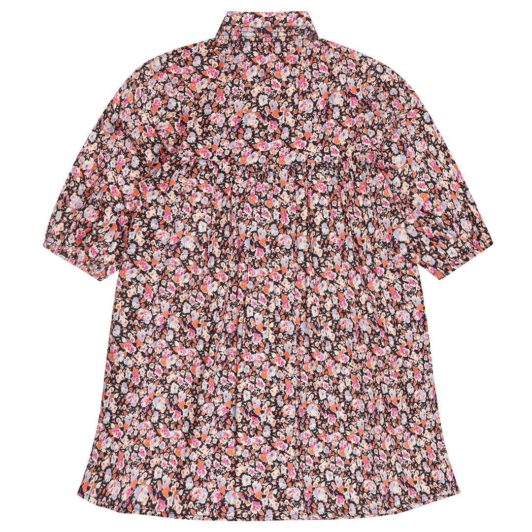 dress high waisted floral print henley - navy