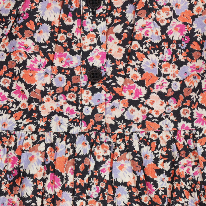 dress high waisted floral print henley - navy
