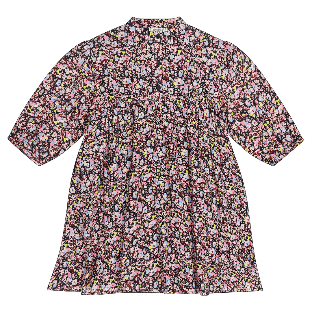 dress floral printed high waisted mandarin - navy blazer