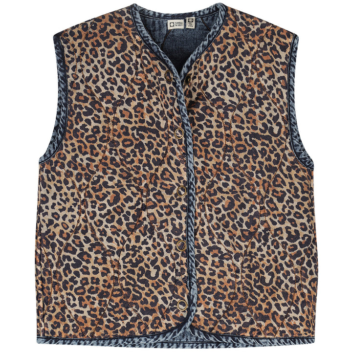 vest quilted with snaps - denim med