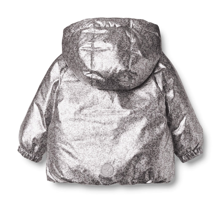 coat metallic puffer double zipper - silver flower meadow