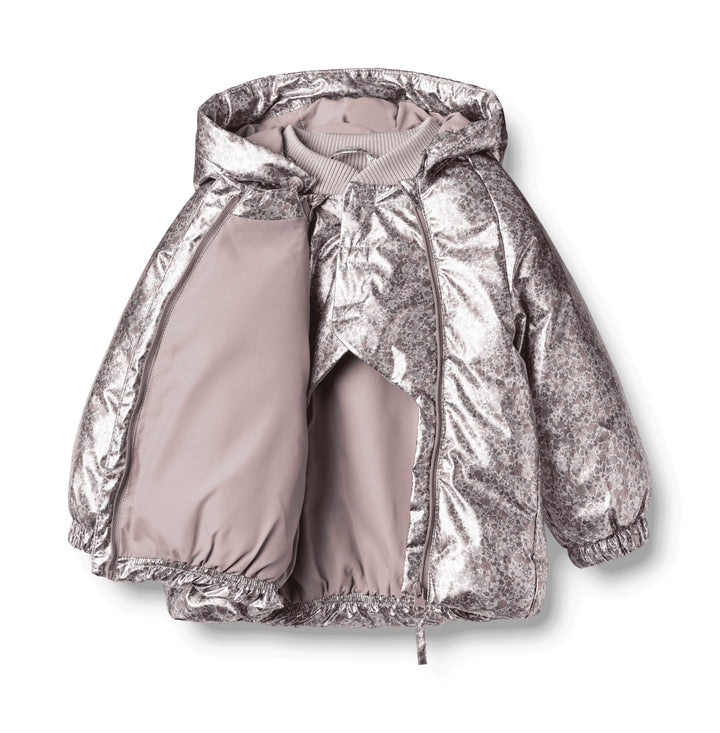 coat metallic puffer double zipper - silver flower meadow