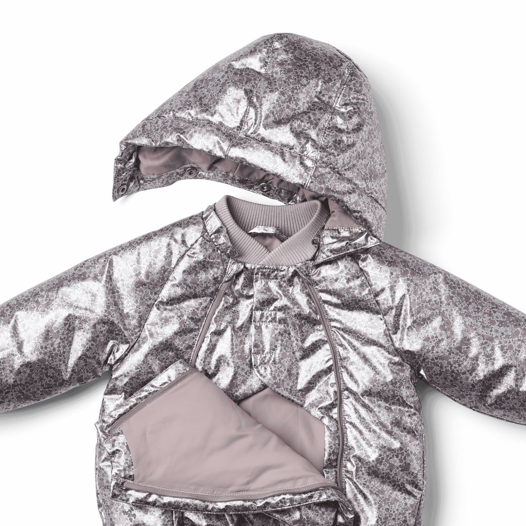 coat metallic puffer double zipper - silver flower meadow