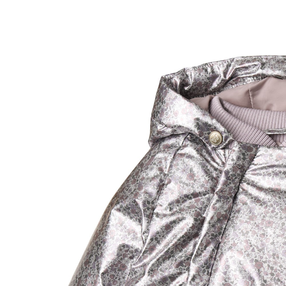 coat metallic puffer double zipper - silver flower meadow
