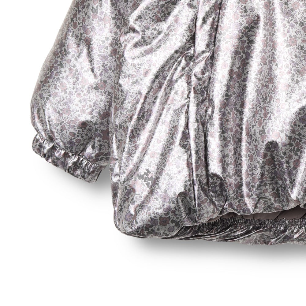 coat metallic puffer double zipper - silver flower meadow