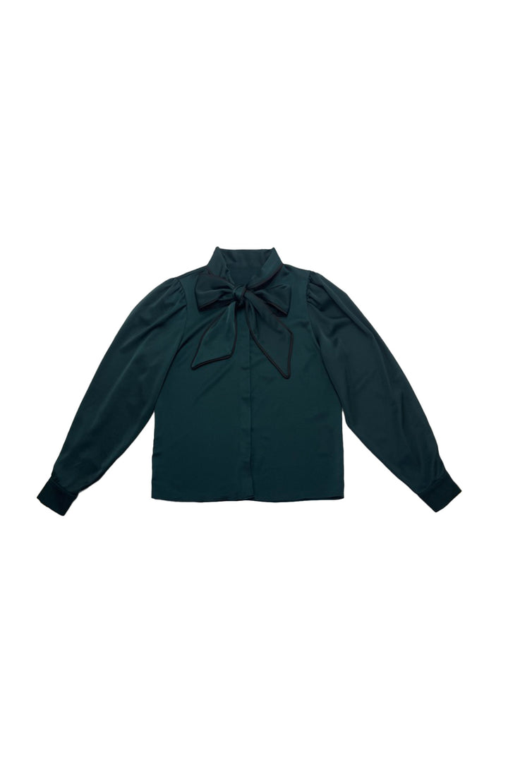 set outfit jennifer silk bow tie shirt with elsie skirt - green