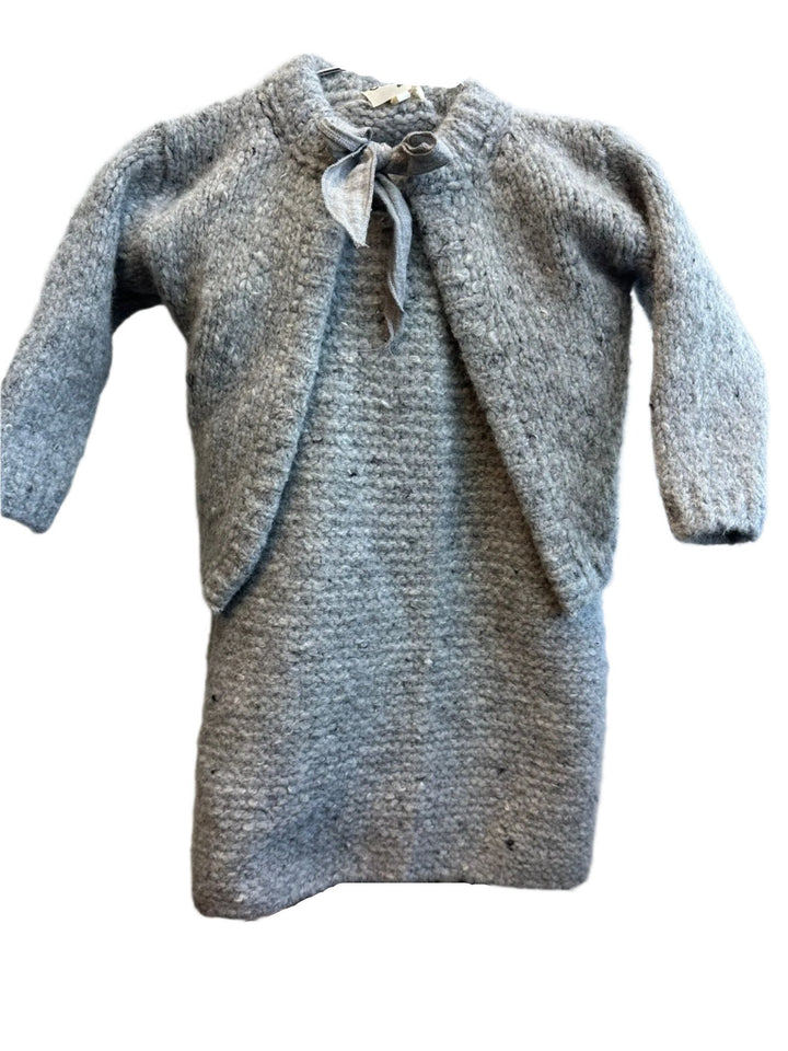 jacket set with hat and blanket chunky wool heather - grey