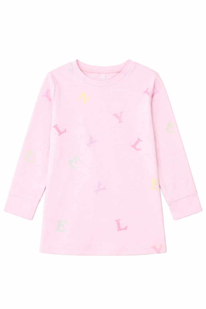 tee l/s scattered logo - pale pink-81