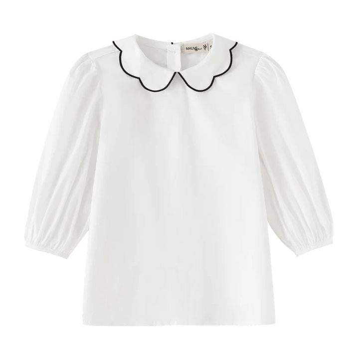 shirt l/s scalloped collar - black