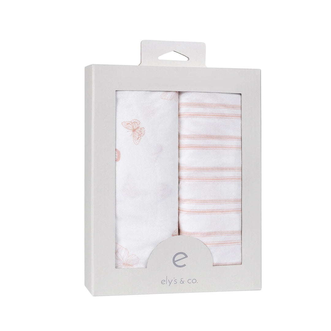 crib sheet butterfly with striped and toddler sheet 2 pack - pink butterfly/strpd