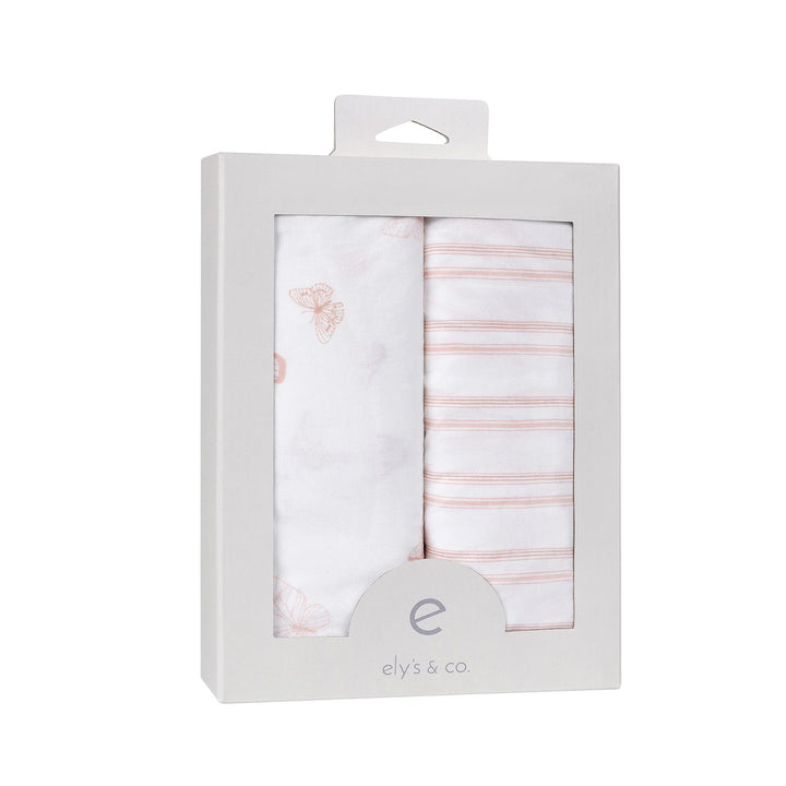 crib sheet butterfly with striped and toddler sheet 2 pack - pink butterfly/strpd