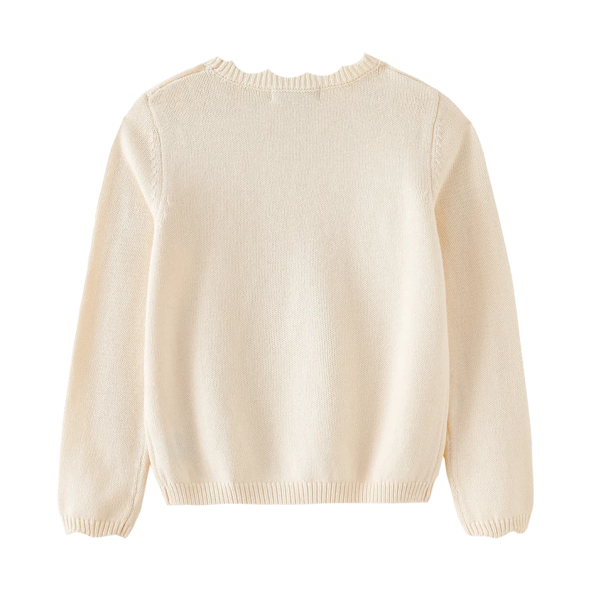 top l/s scalloped sweater - cream