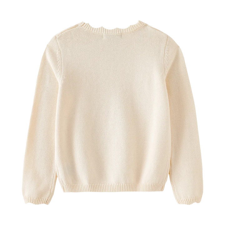 top l/s scalloped sweater - cream